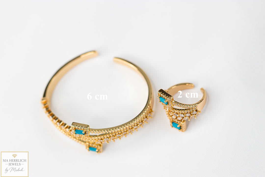 Royal Turquoise Elegance Bracelet & Ring Set