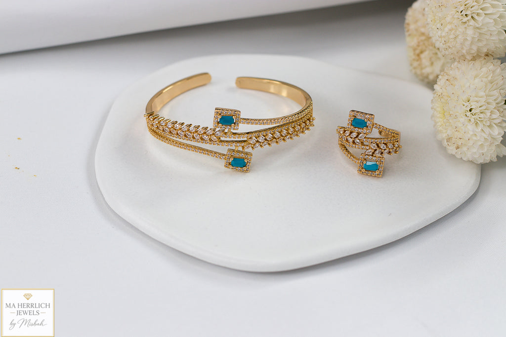 Royal Turquoise Elegance Bracelet & Ring Set