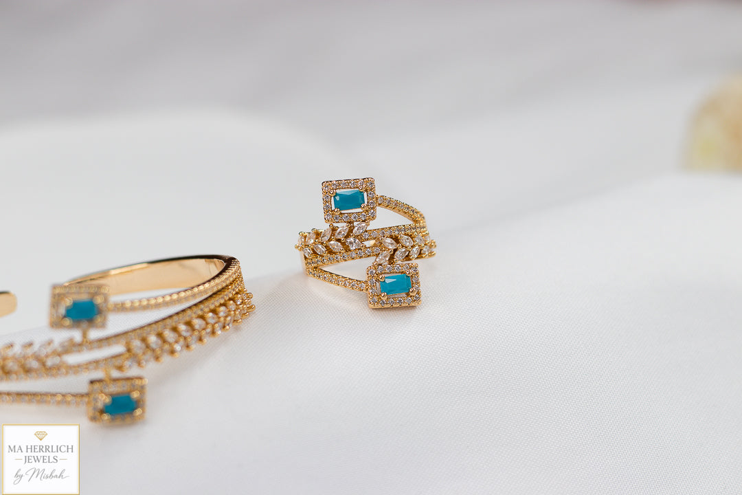 Royal Turquoise Elegance Bracelet & Ring Set