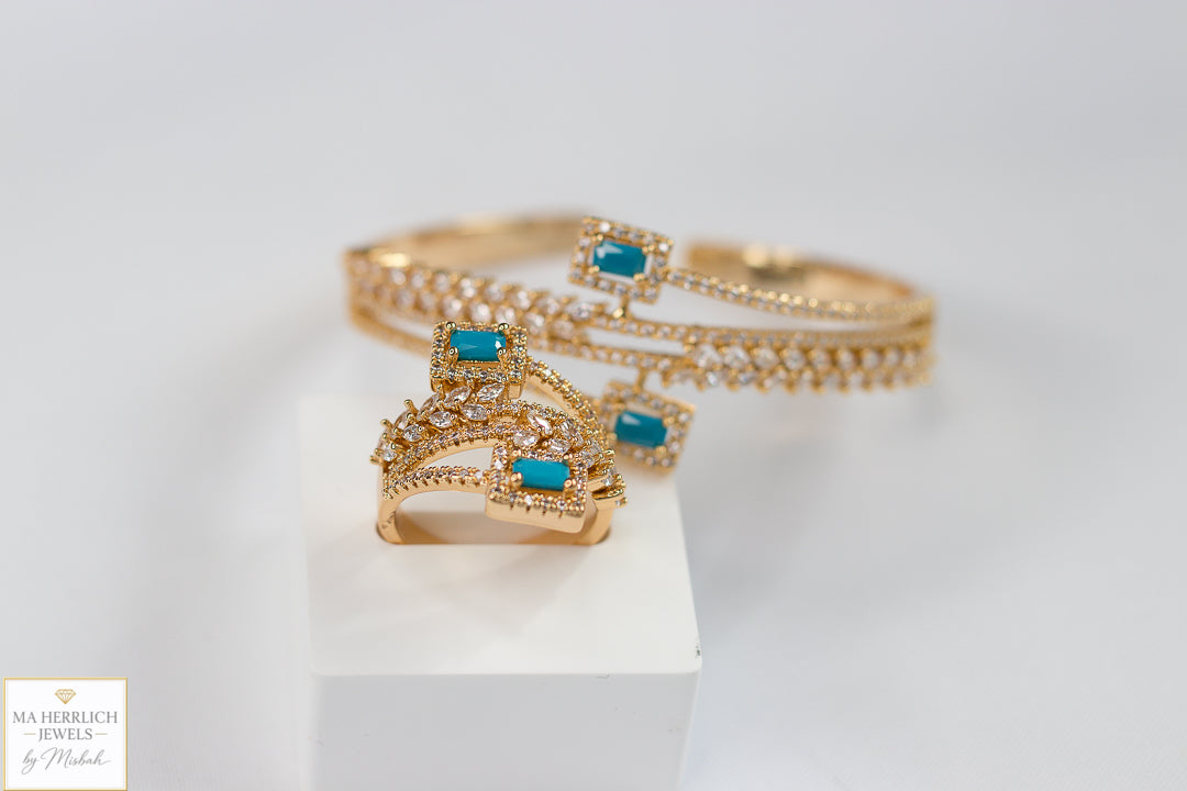 Royal Turquoise Elegance Bracelet & Ring Set