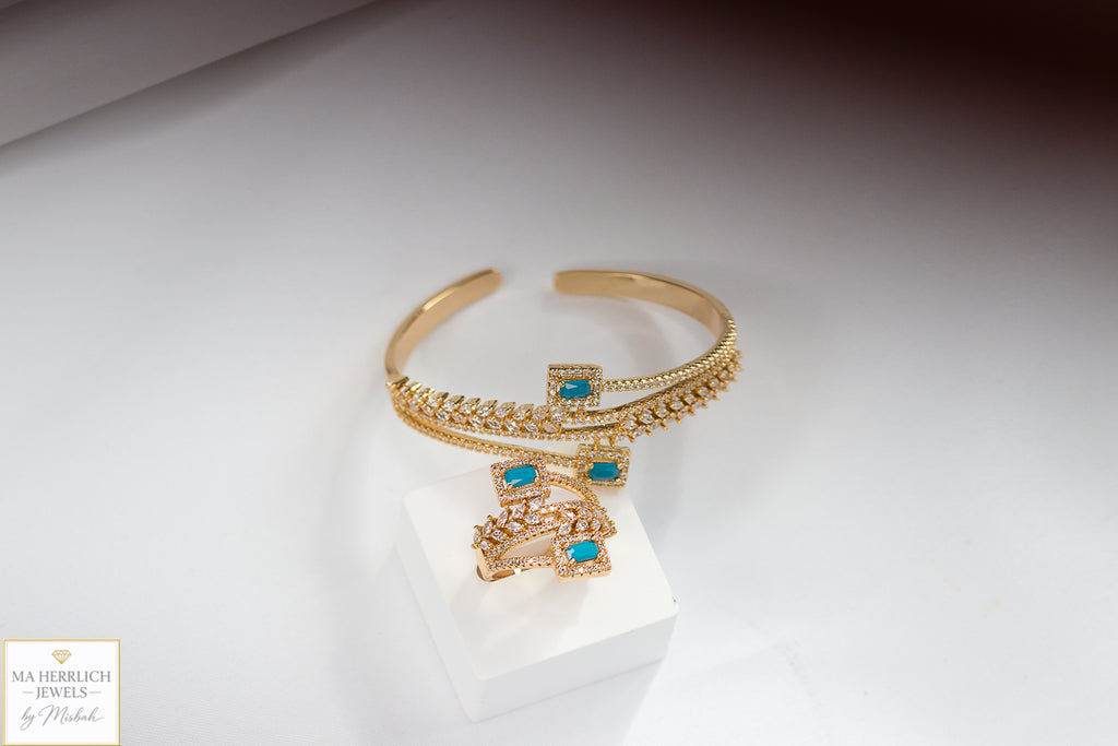 Royal Turquoise Elegance Bracelet & Ring Set