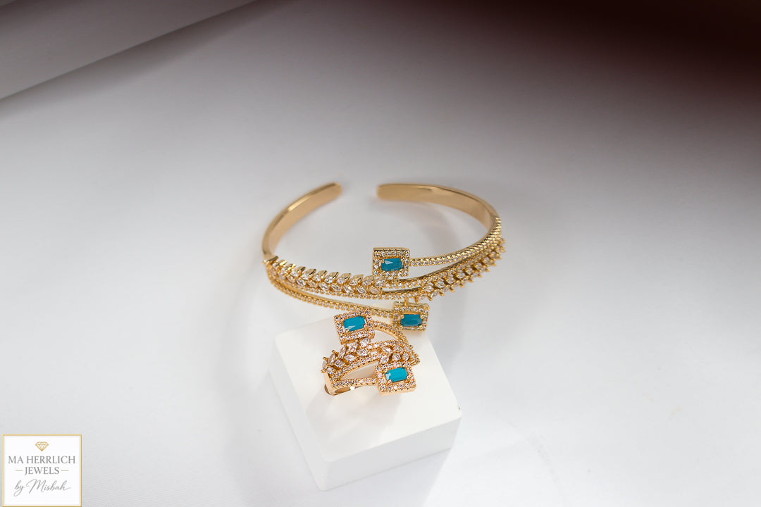 Royal Turquoise Elegance Bracelet & Ring Set