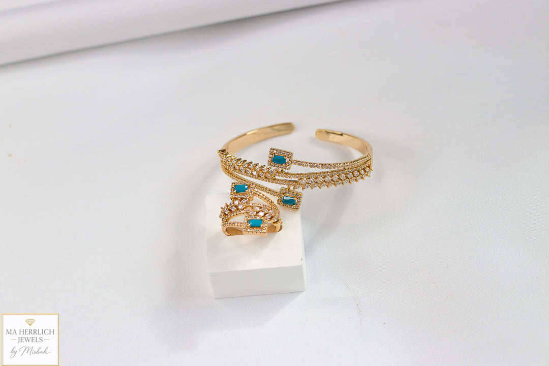 Royal Turquoise Elegance Bracelet & Ring Set