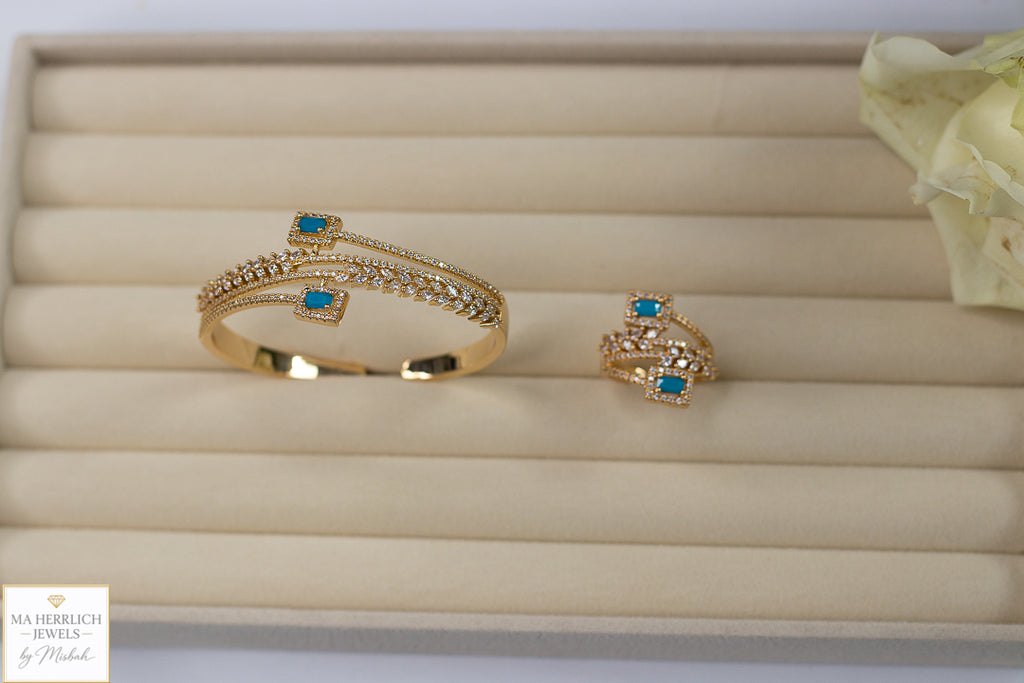 Royal Turquoise Elegance Bracelet & Ring Set