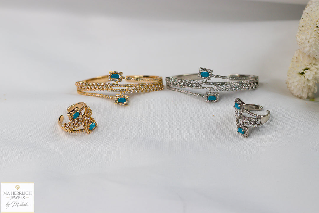 Royal Turquoise Elegance Bracelet & Ring Set