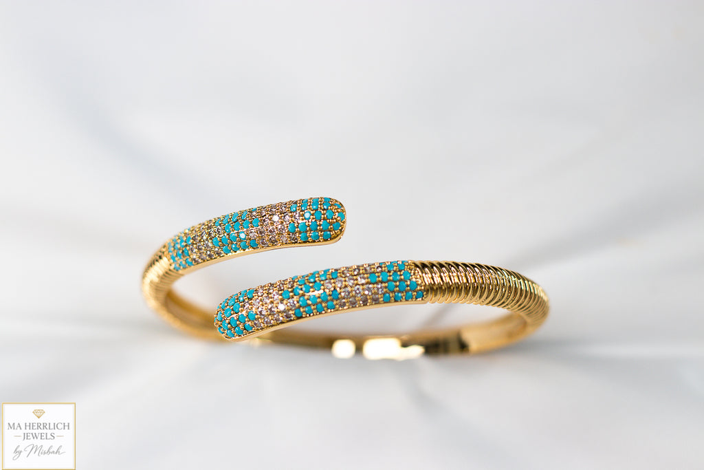 Turquoise & Crystal Embellished Bracelet & Ring Set