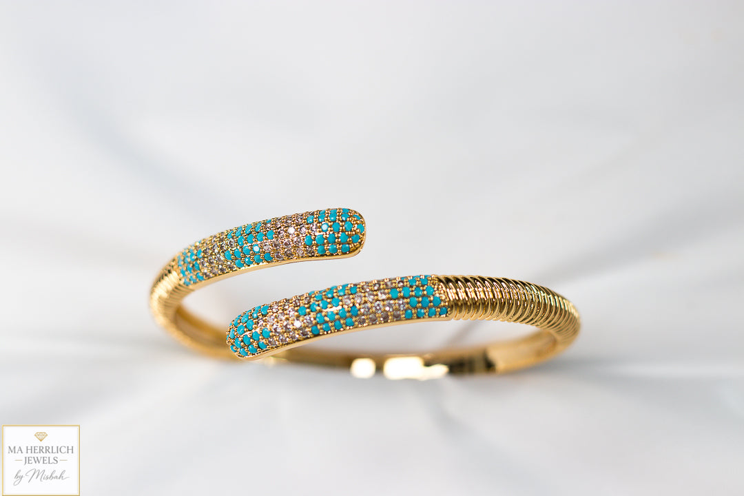Turquoise & Crystal Embellished Bracelet & Ring Set