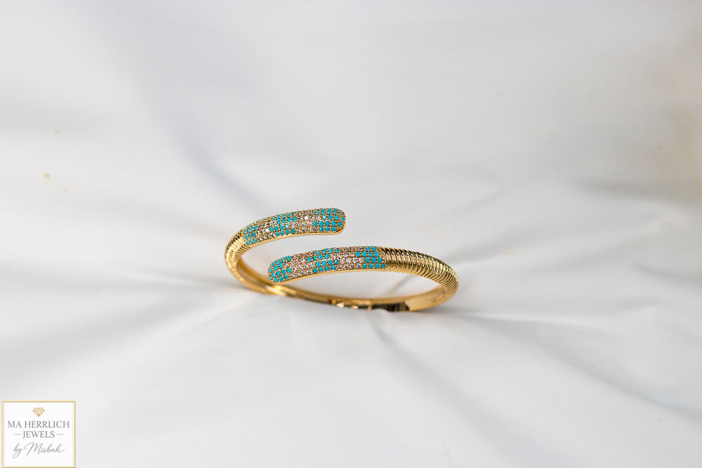 Turquoise & Crystal Embellished Bracelet & Ring Set