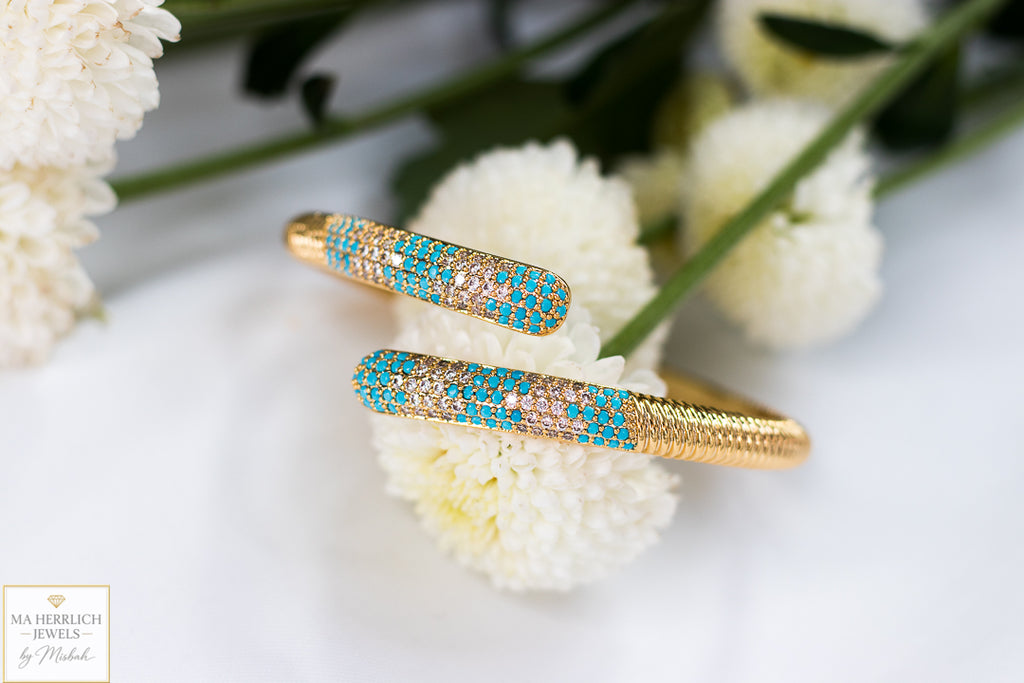 Turquoise & Crystal Embellished Bracelet & Ring Set