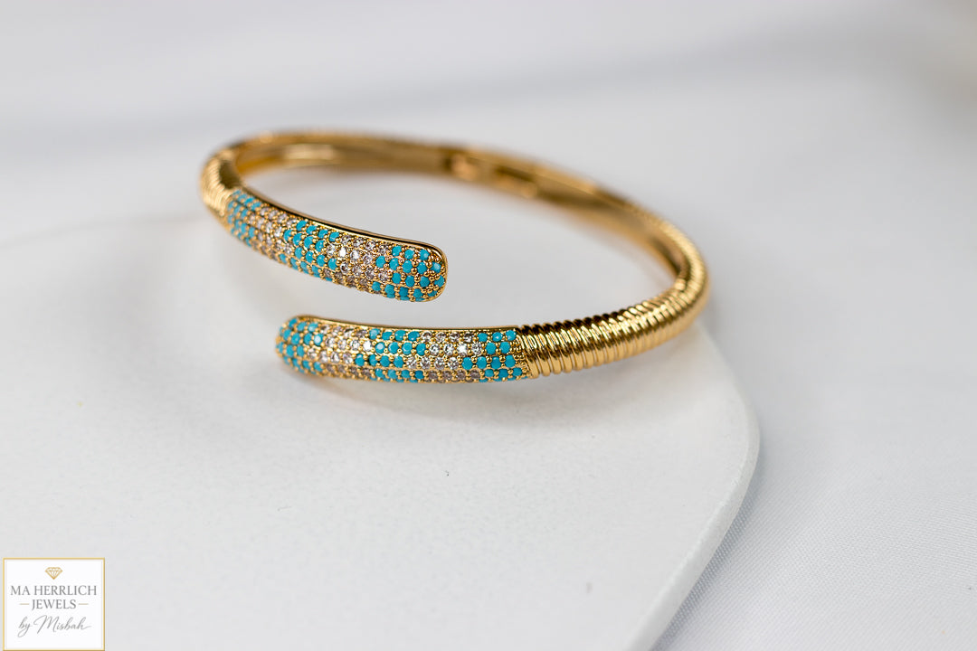 Turquoise & Crystal Embellished Bracelet & Ring Set