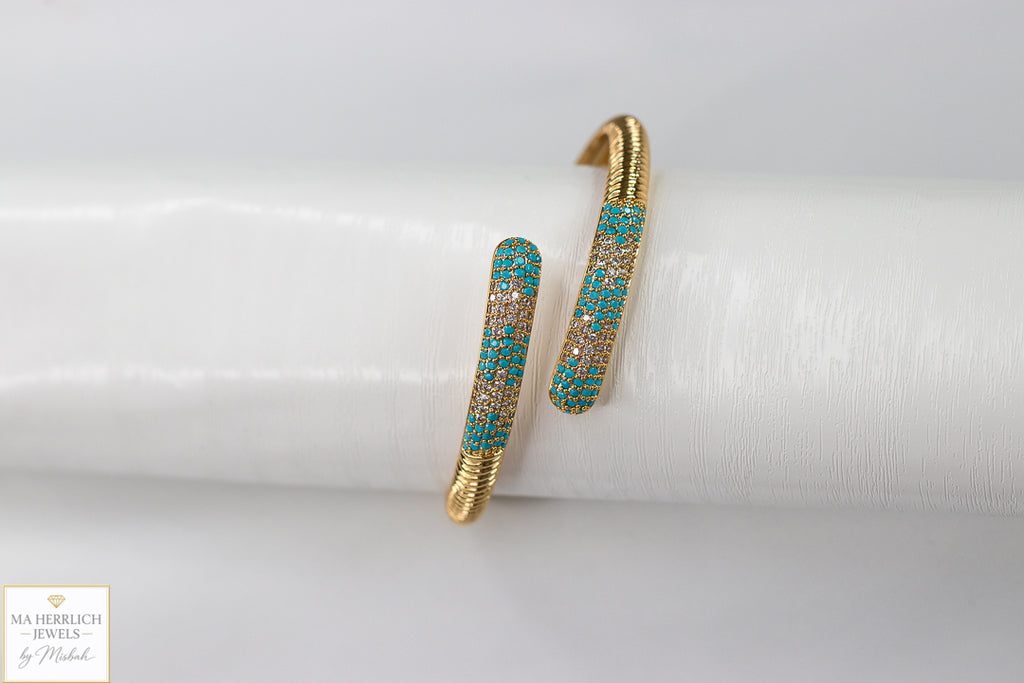 Turquoise & Crystal Embellished Bracelet & Ring Set