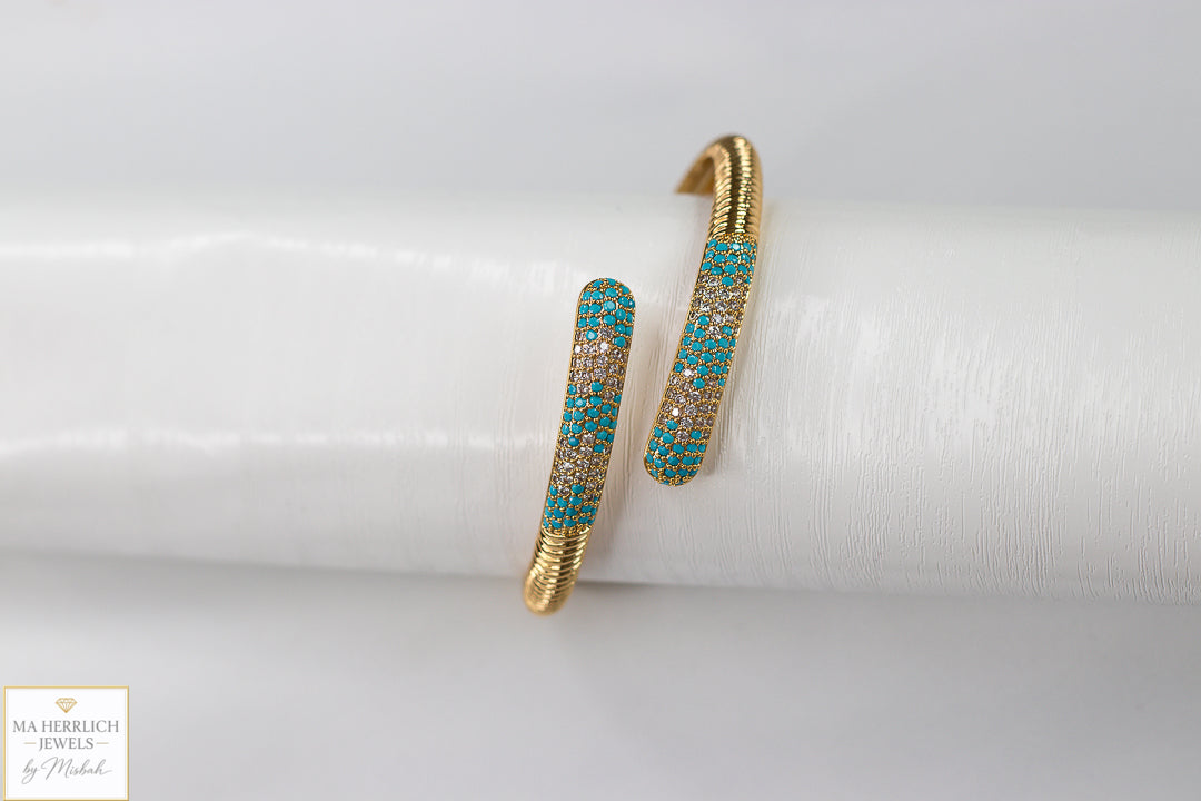 Turquoise & Crystal Embellished Bracelet & Ring Set