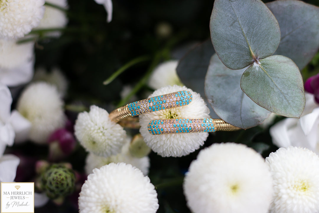 Turquoise & Crystal Embellished Bracelet & Ring Set