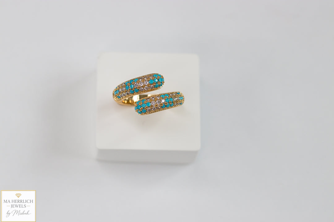 Turquoise & Crystal Embellished Bracelet & Ring Set