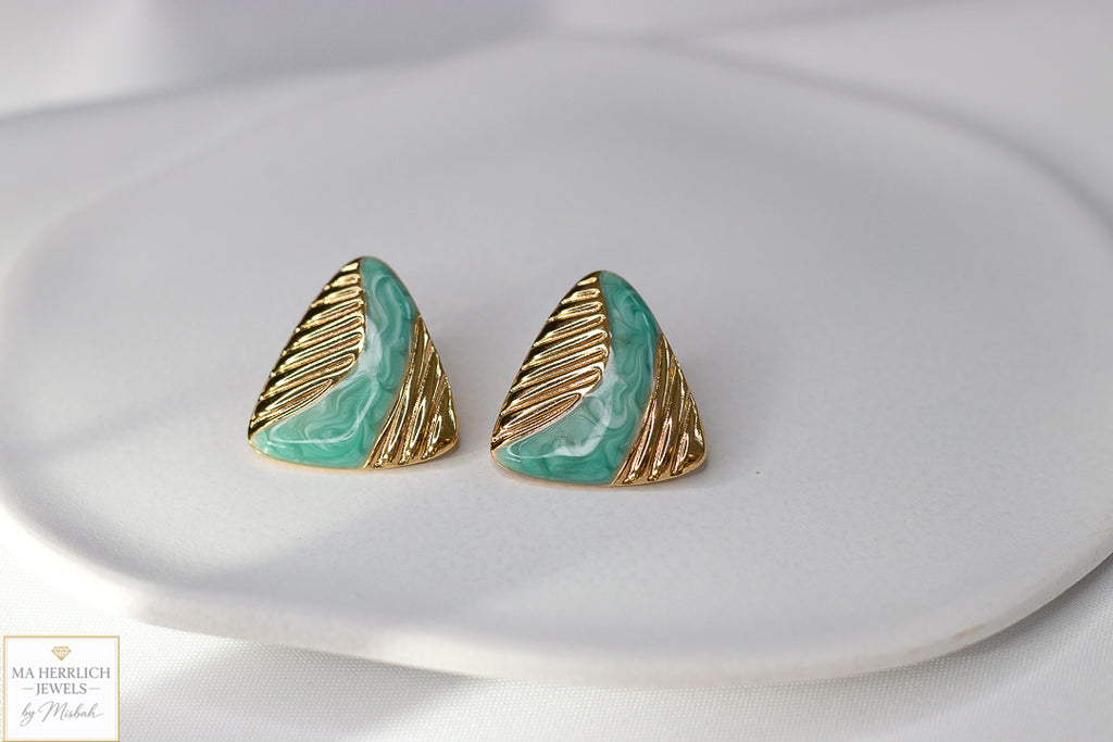 Turquoise Elan Sculpted Gold Earrings