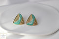 Turquoise Elan Sculpted Gold Earrings