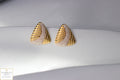 Dusty White Sculpted Gold Earrings