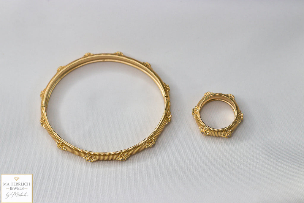 Royal Luxe Gold Bracelet & Ring Set