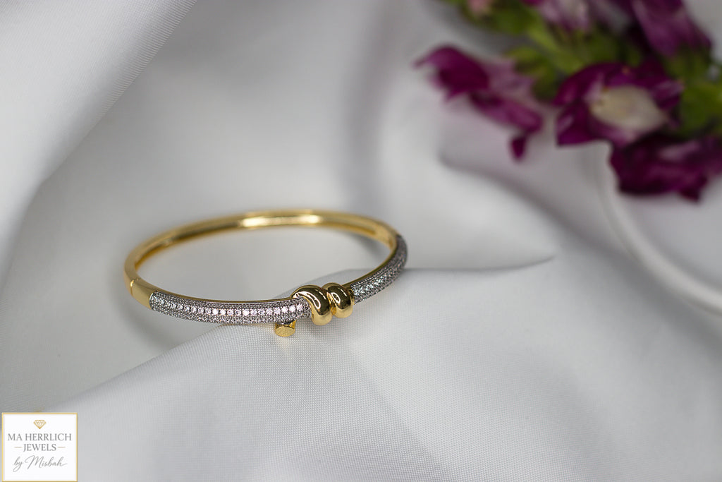 Luxury Two Tone Crystal Pave Bracelet