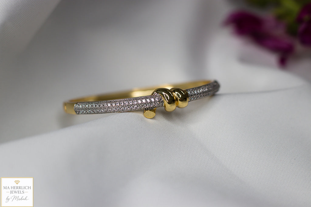 Luxury Two Tone Crystal Pave Bracelet