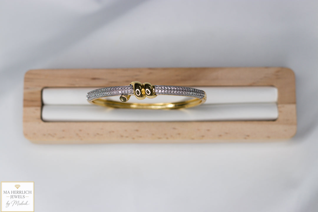 Luxury Two Tone Crystal Pave Bracelet